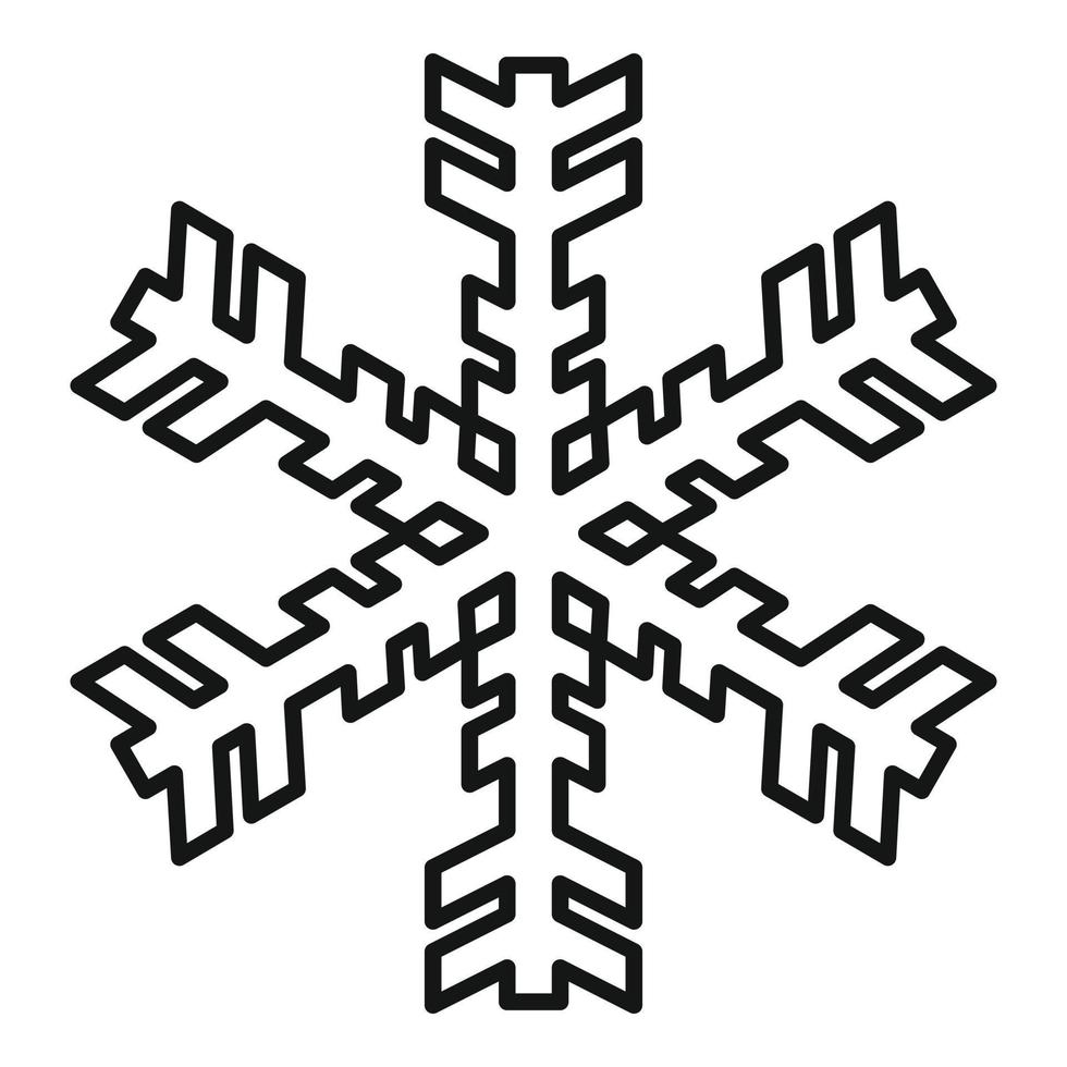 icono de copo de nieve de navidad, estilo de esquema vector