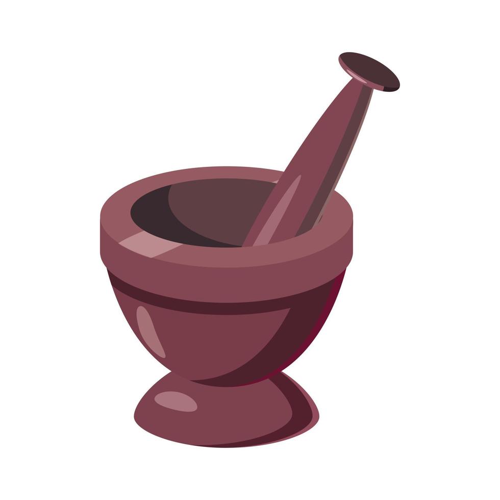 Mortar and pestle icon, cartoon style vector