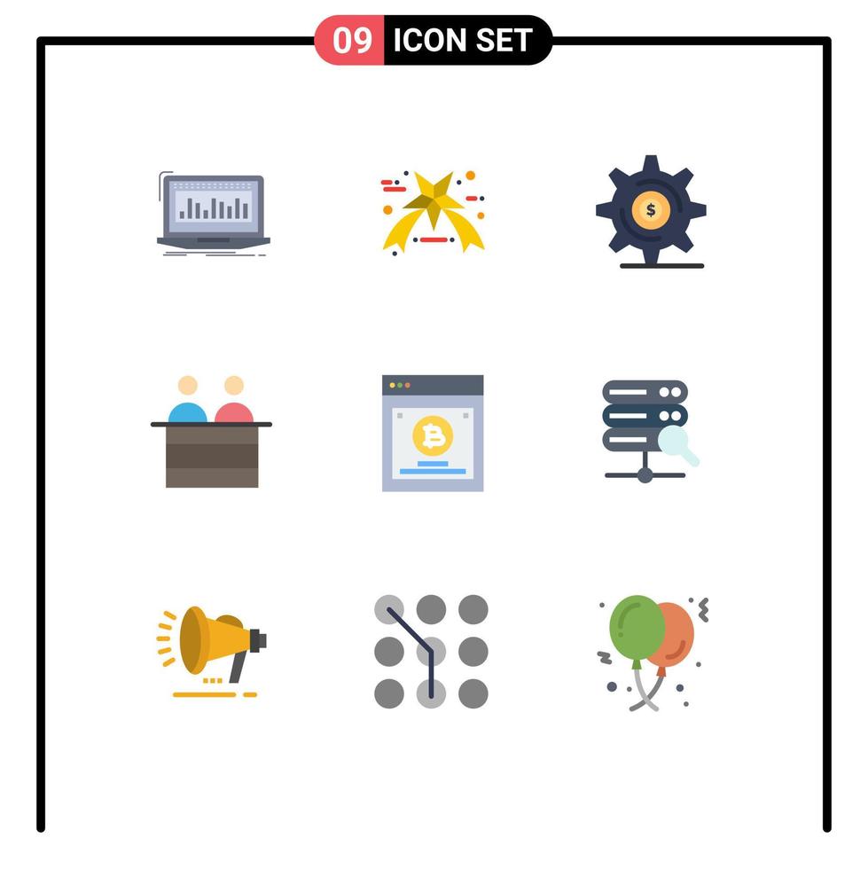 Group of 9 Flat Colors Signs and Symbols for comparing person business jury court Editable Vector Design Elements