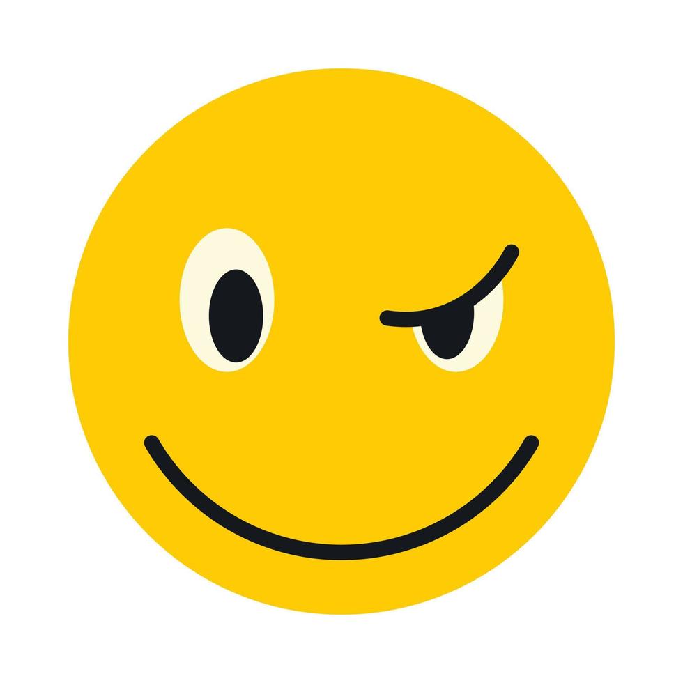 Devious smiley icon, flat style vector