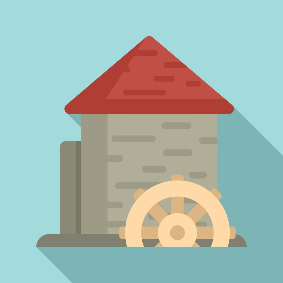 Construction water mill icon, flat style vector