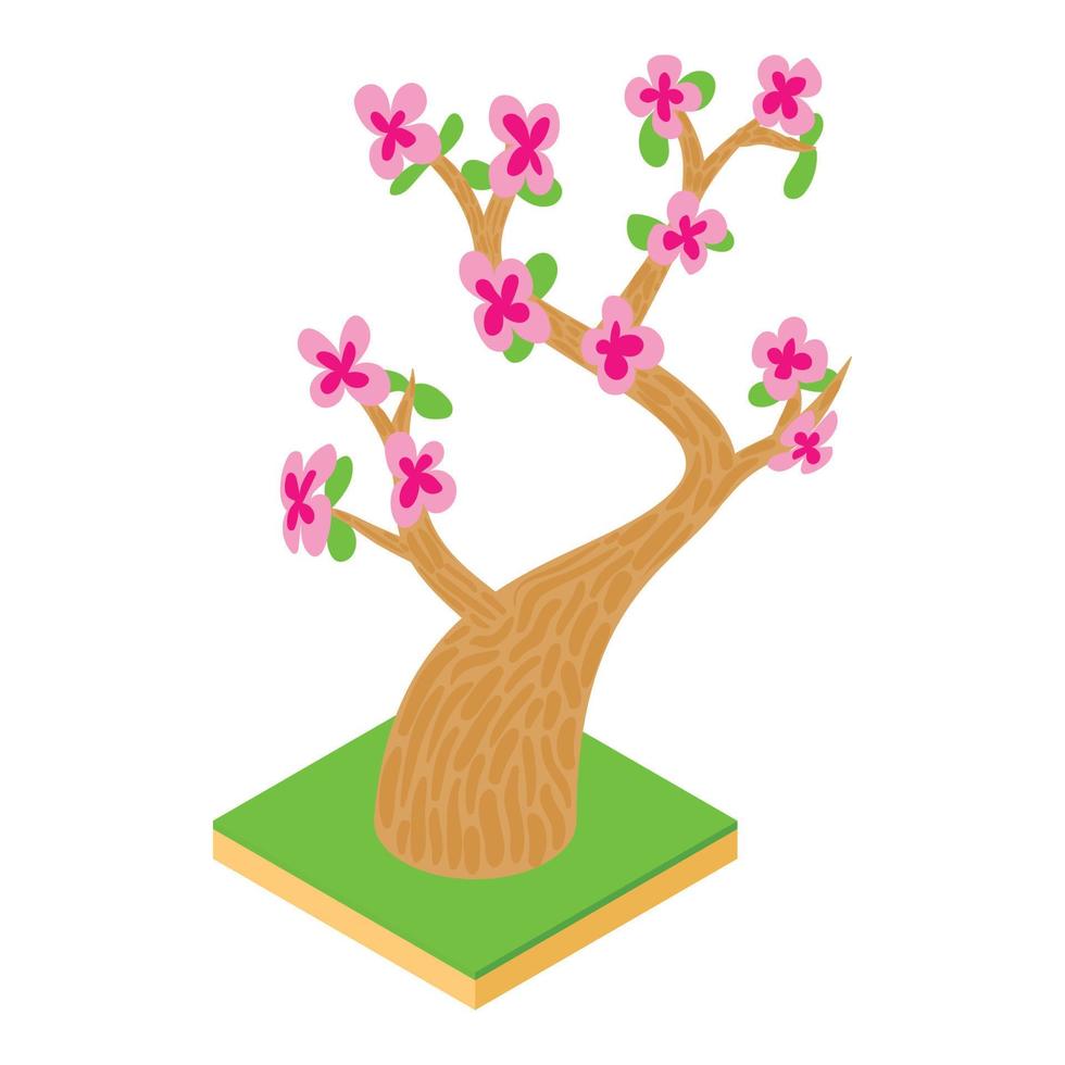 Sakura icon, cartoon style vector