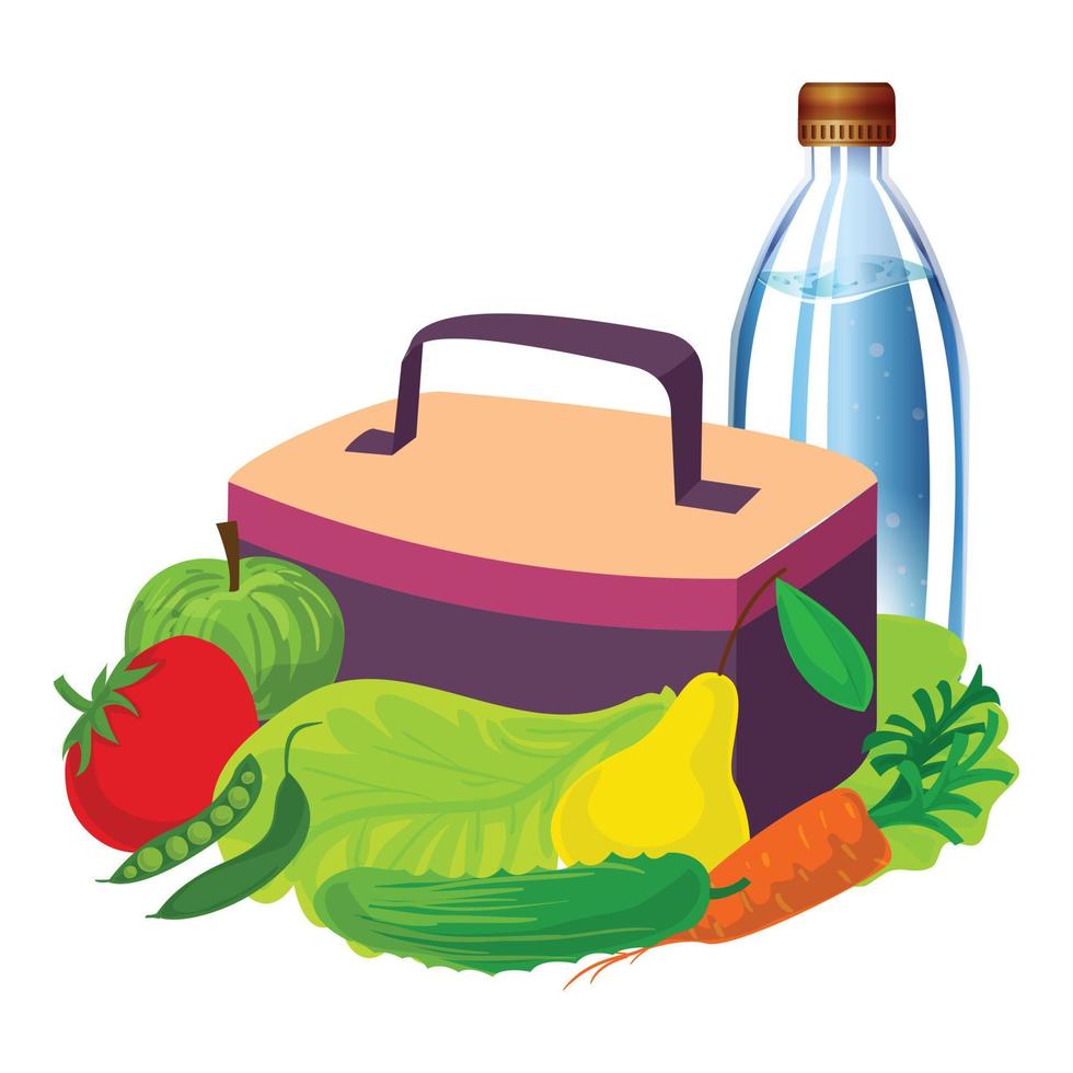 Hand lunchbox icon, cartoon style vector