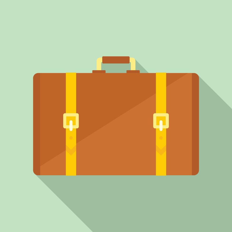 Retro suitcase icon, flat style vector