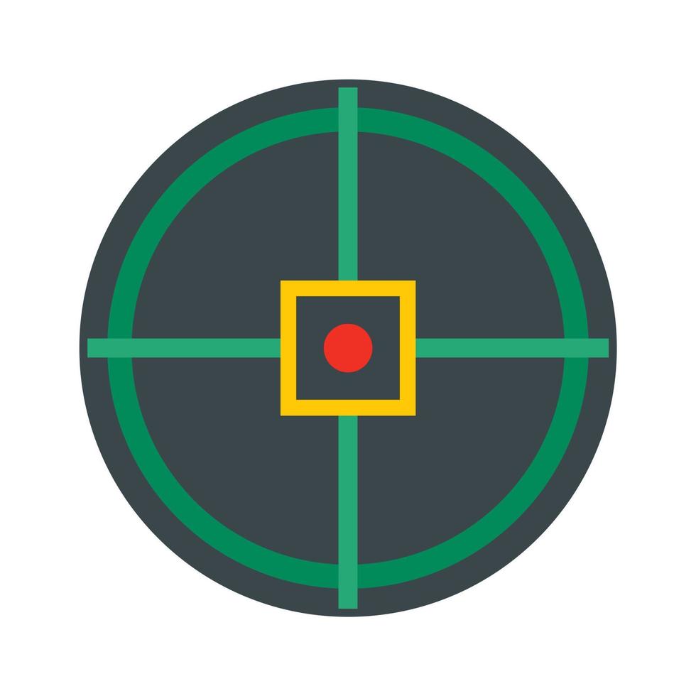 Red point gun aim icon, flat style vector