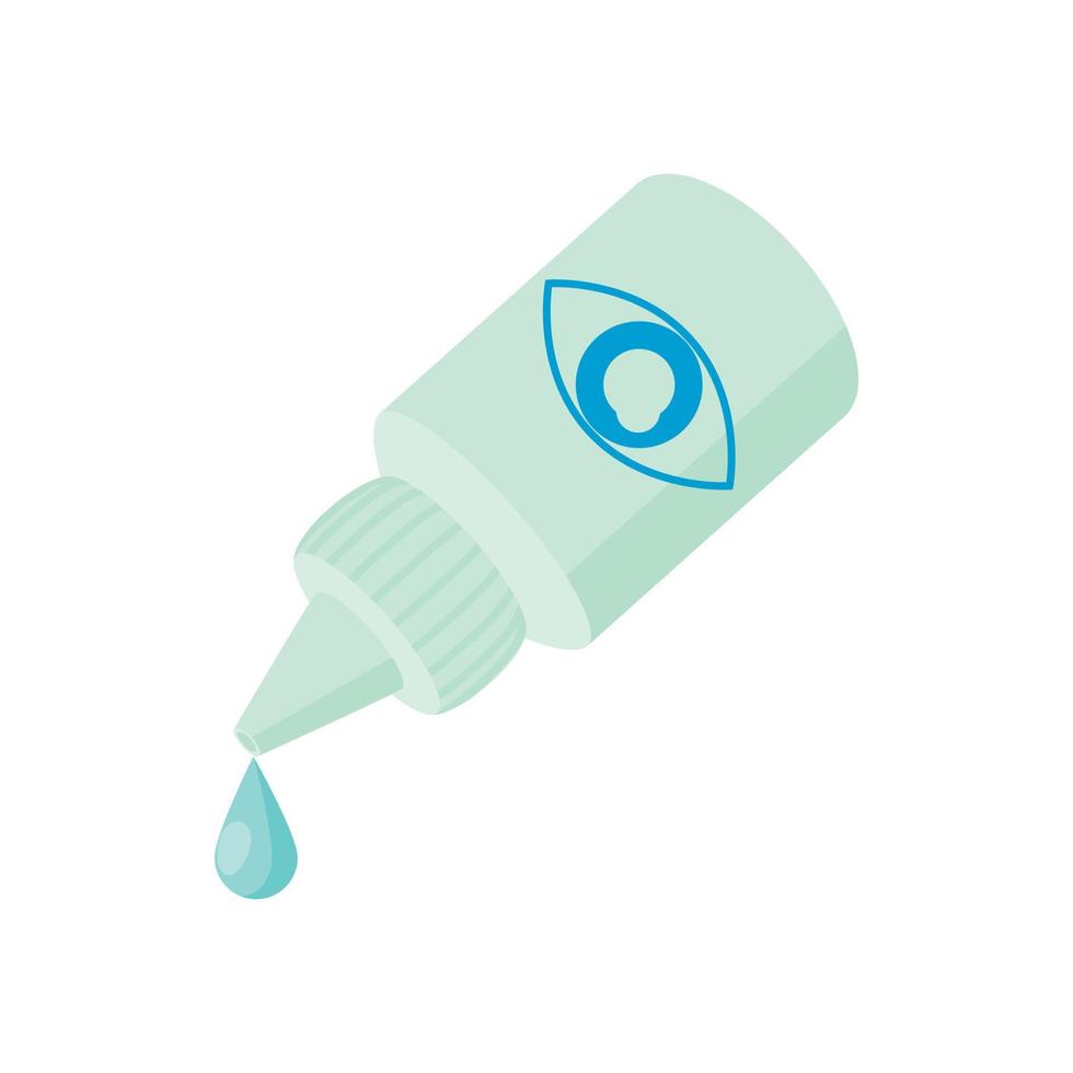 botella para el icono de gotas para los ojos, estilo de dibujos animados vector