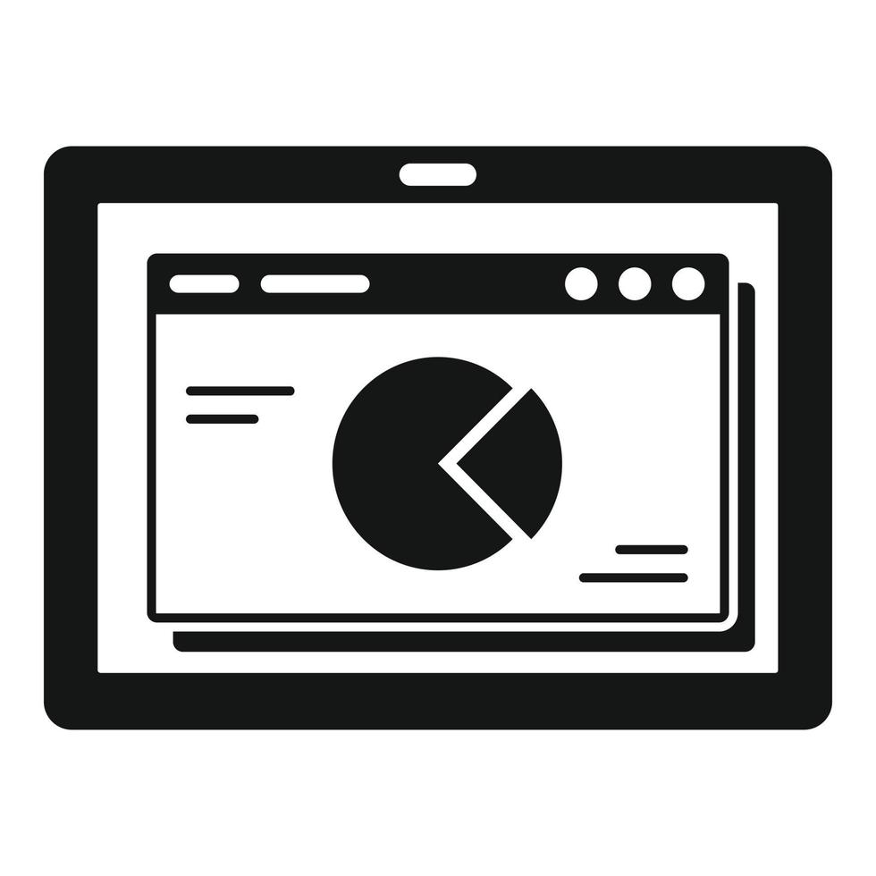 Tablet finance pie chart icon, simple style vector