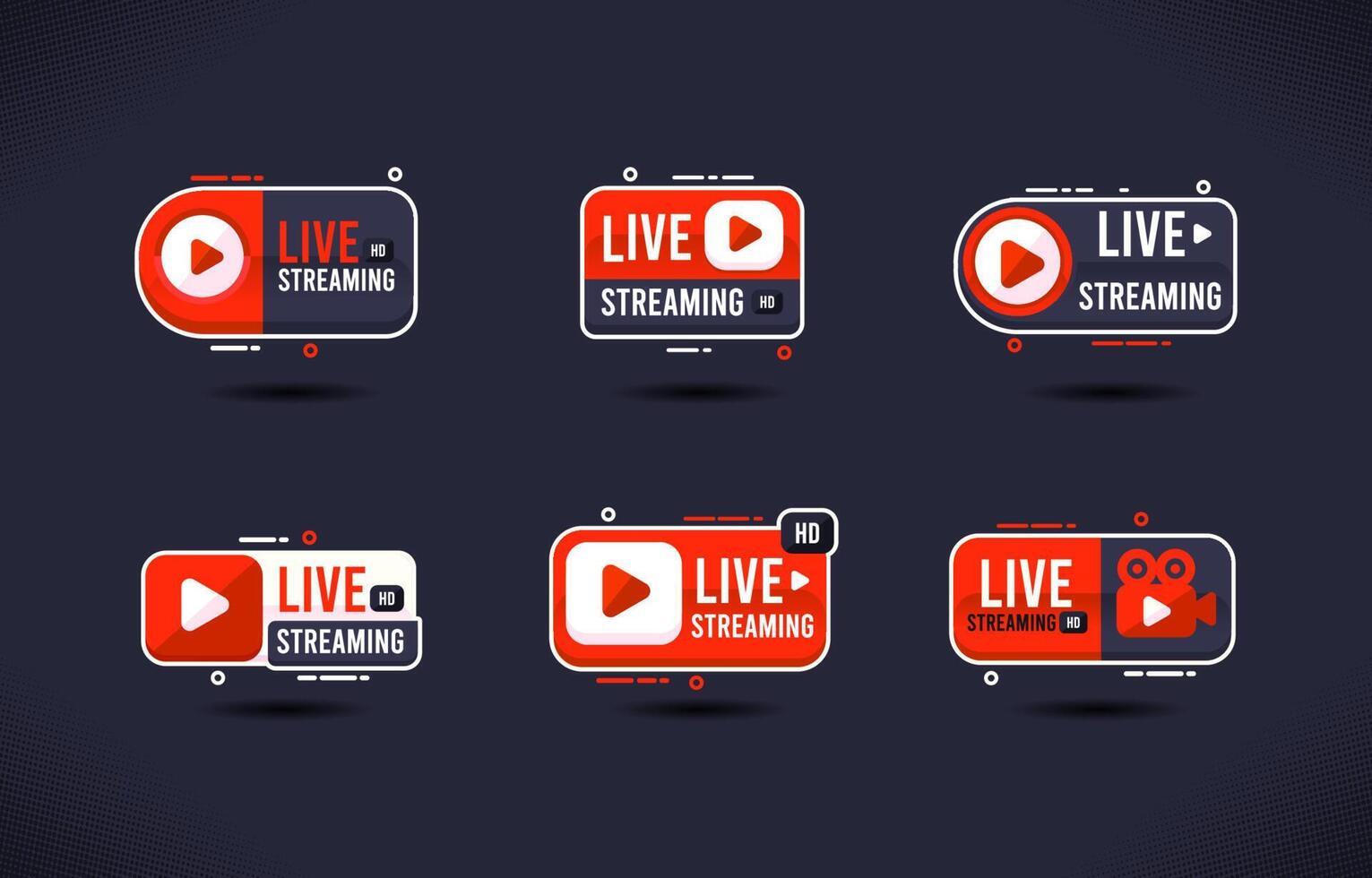 Youtube Stickers Live Icon Badge Template vector