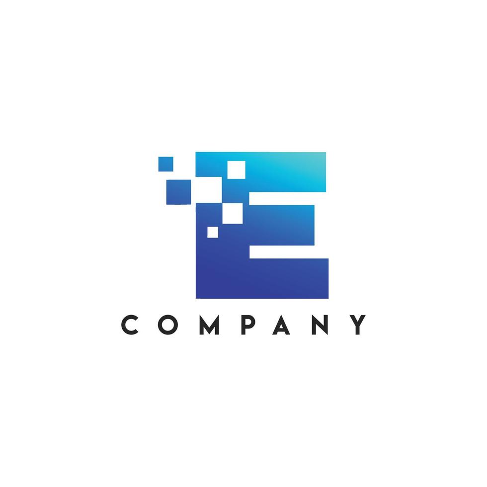 Letter E pixels tech logo, E Letter Pixel Logo vector