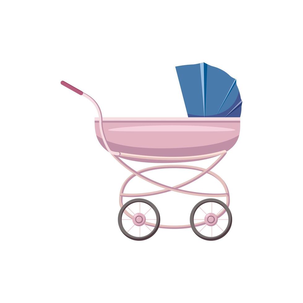Baby stroller icon, cartoon style vector