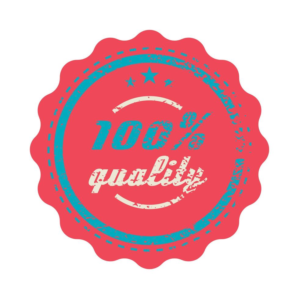 Red 100 percent quality label, vintage style vector