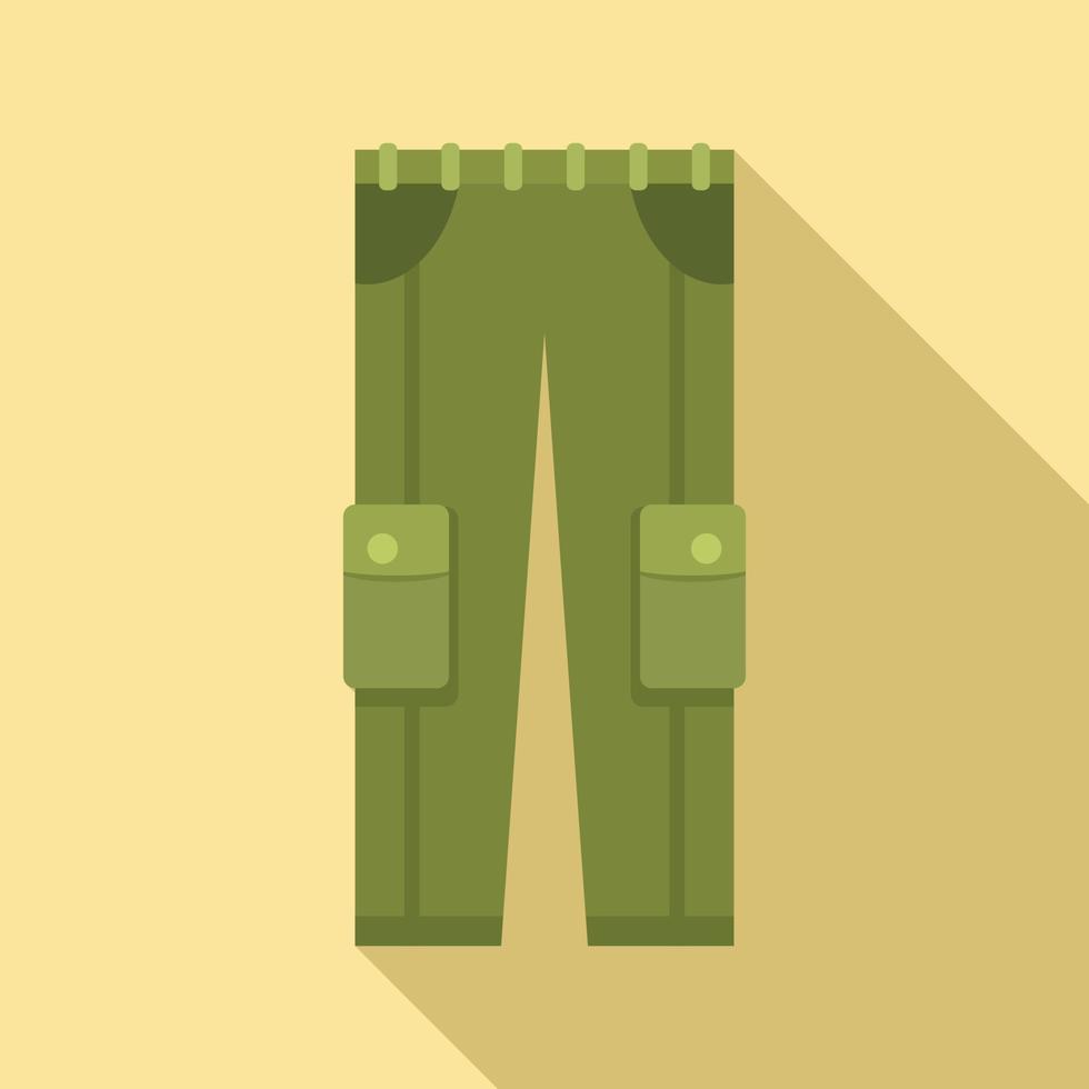 Fisherman pocket trousers icon, flat style vector