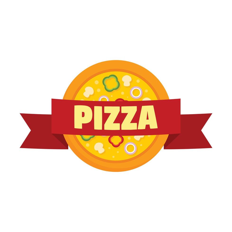 Pizza logo, flat style vector