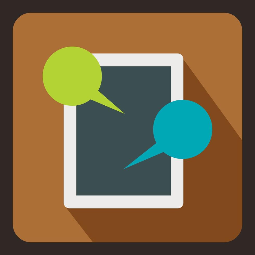 Tablet chatting icon, flat style vector