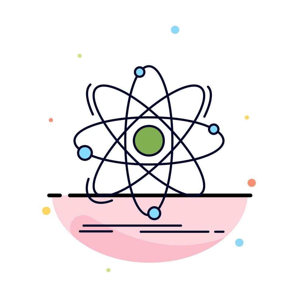 átomo ciencia química física nuclear color plano icono vector