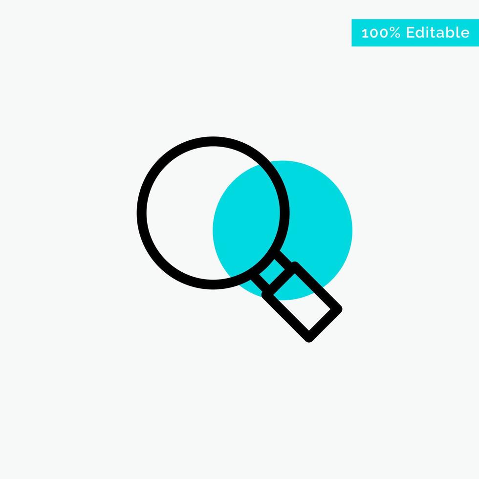 Glass Look Magnifying Search turquoise highlight circle point Vector icon