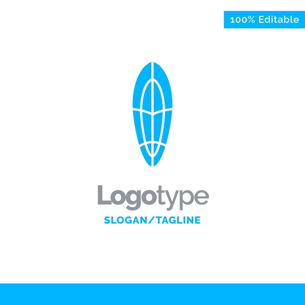 recreación deportes tabla de surf surf azul plantilla de logotipo sólido lugar para el eslogan vector