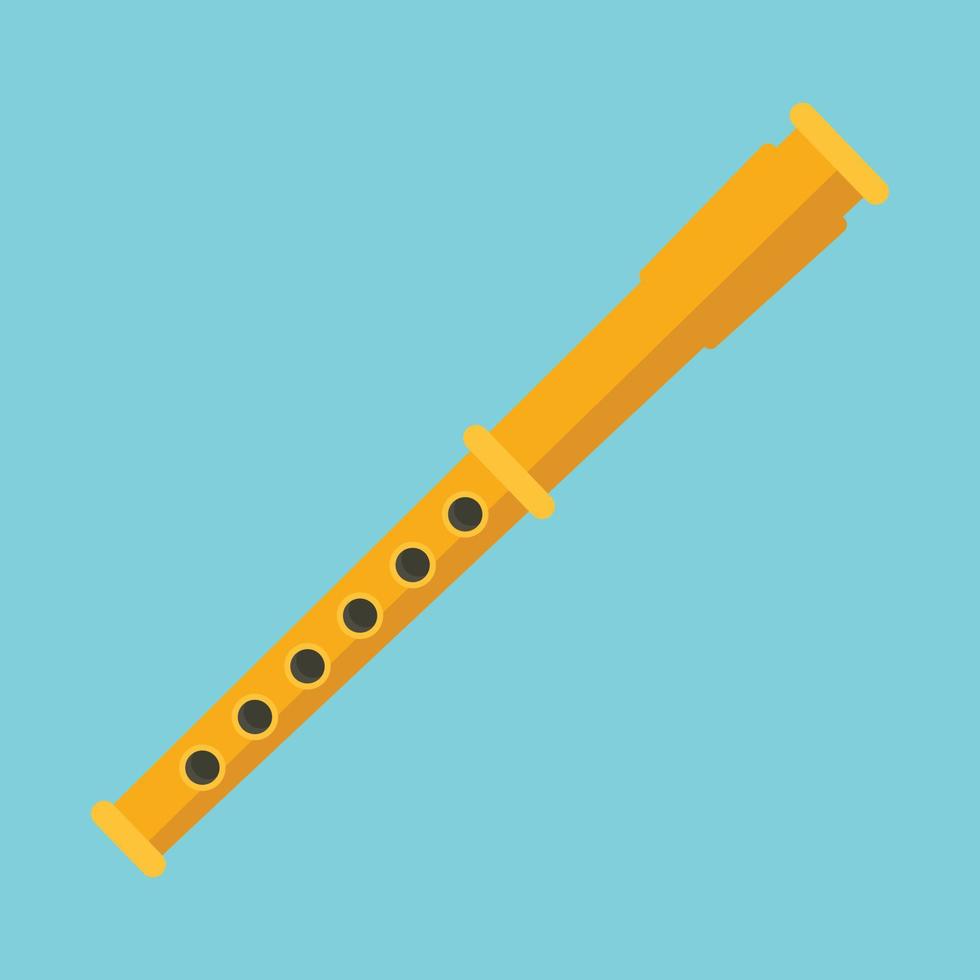 Gold flute icon, flat style vector