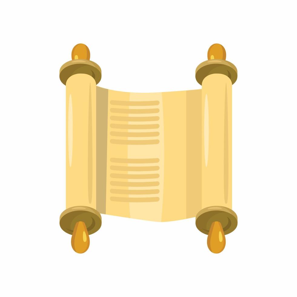 Torah scroll icon, cartoon style vector