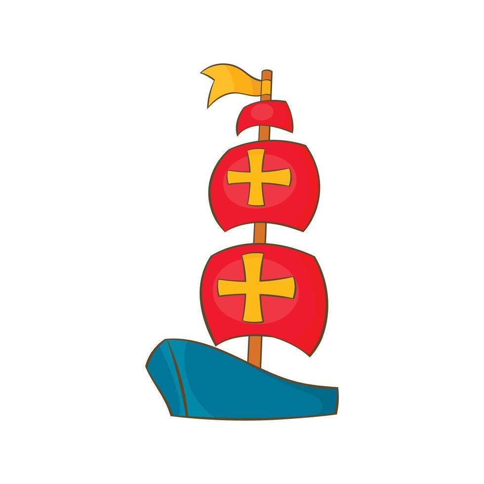 Columbus ship icon, cartoon style vector