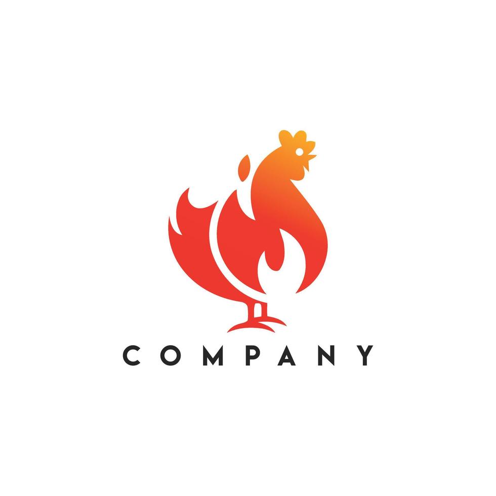 BBQ Chicken Logo, rustic fire chicken logo, hen flame vector