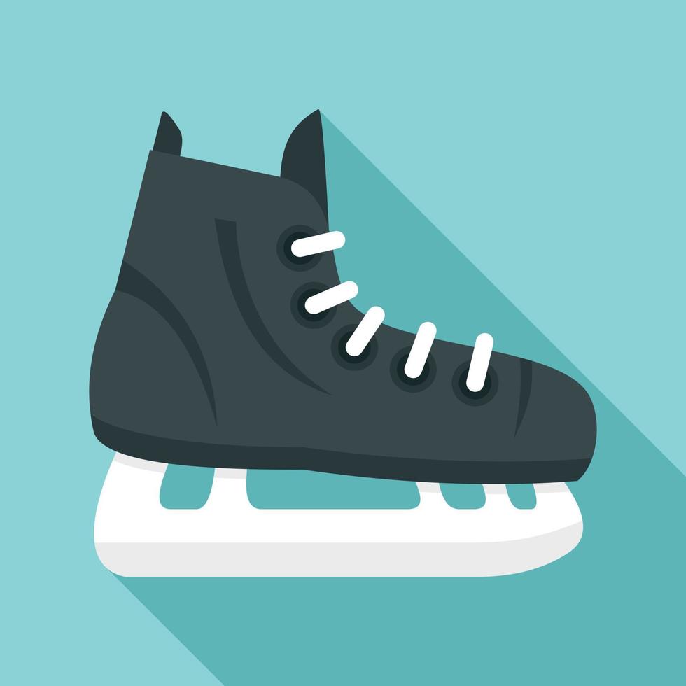 icono de patín de hielo de hockey, estilo plano vector