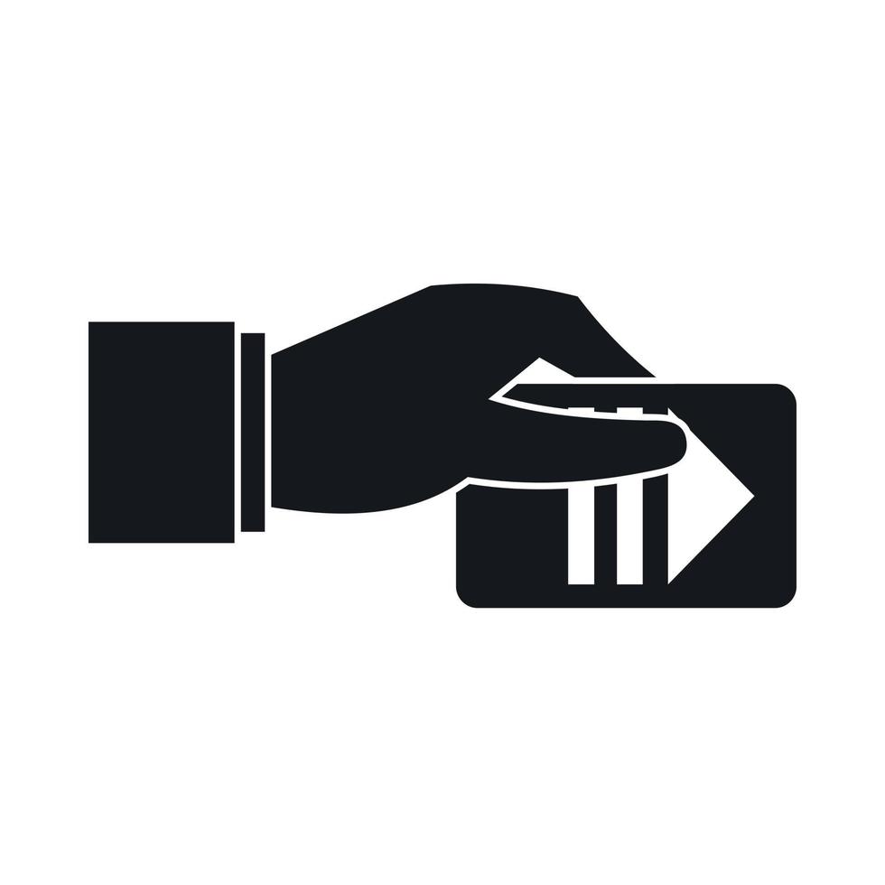 Hand with parking ticket icon, simple style vector