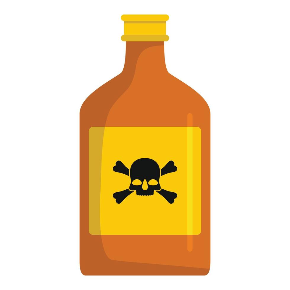 Toxin bottle icon, cartoon style vector