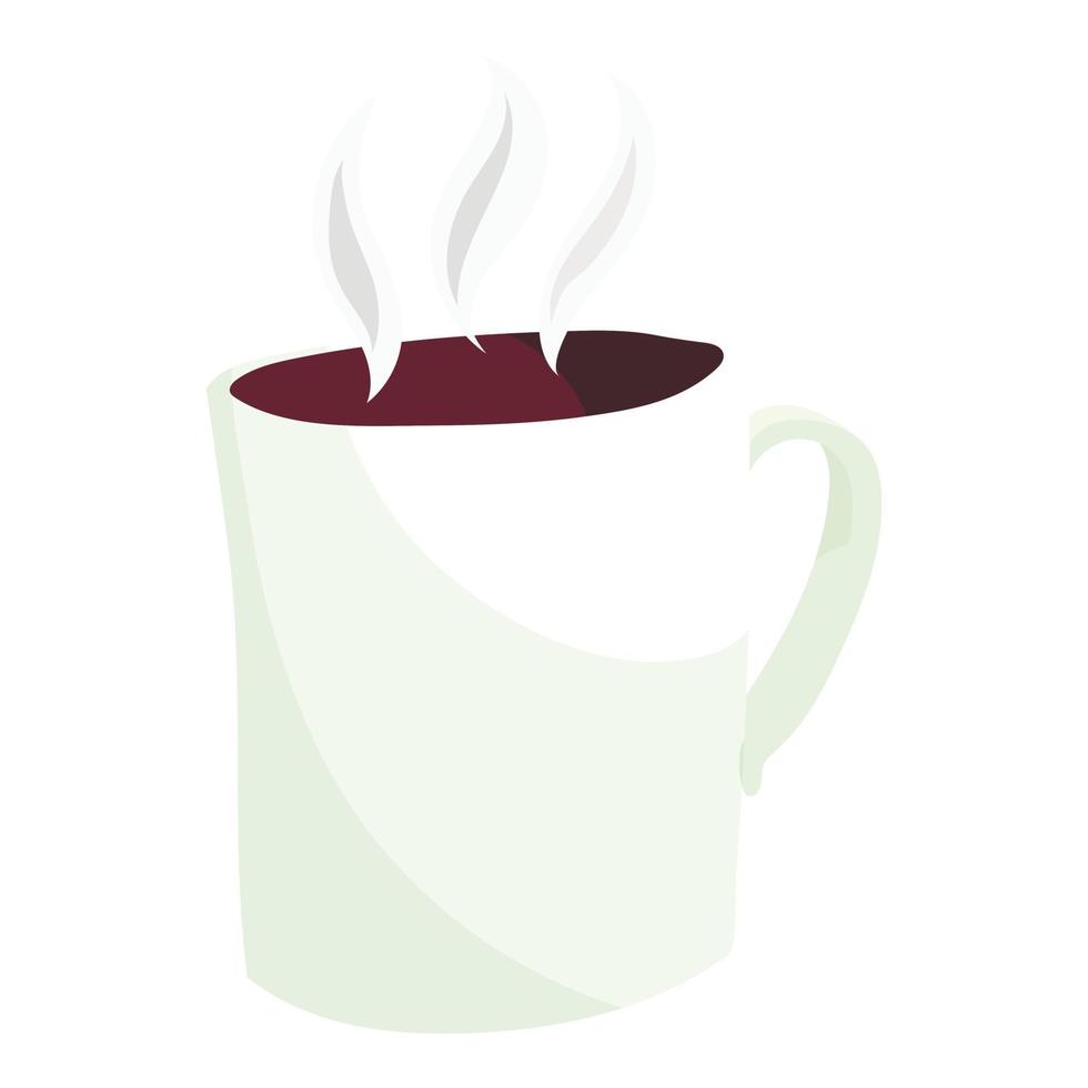 Hot coffee mug icon, cartoon style vector
