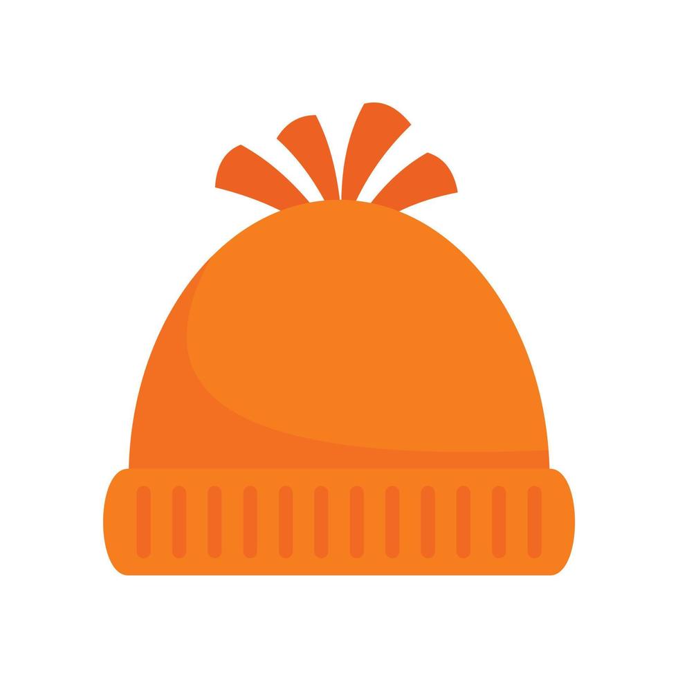 Woolen winter hat icon, flat style vector