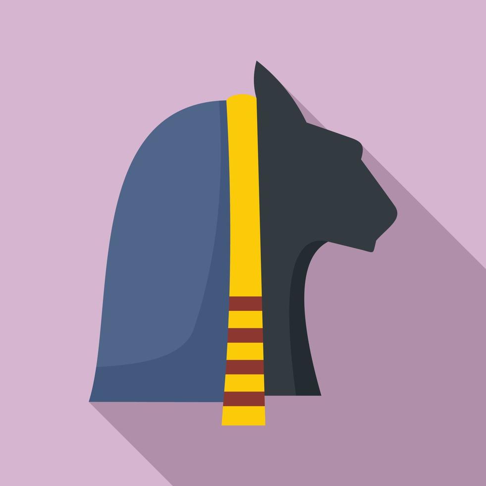 icono de cabeza de gato de Egipto, estilo plano vector