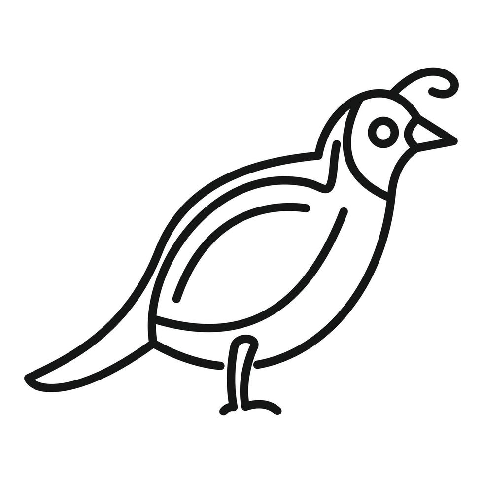 icono de pájaro codorniz, estilo de esquema vector