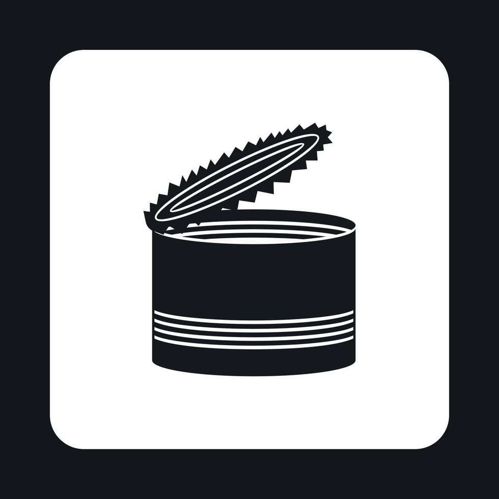 Open tin can icon, simple style vector