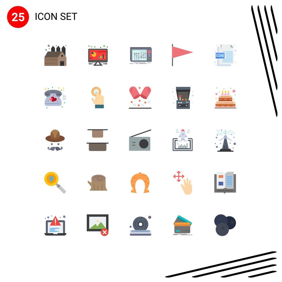 25 Thematic Vector Flat Colors and Editable Symbols of cdr format mark console flag studio Editable Vector Design Elements