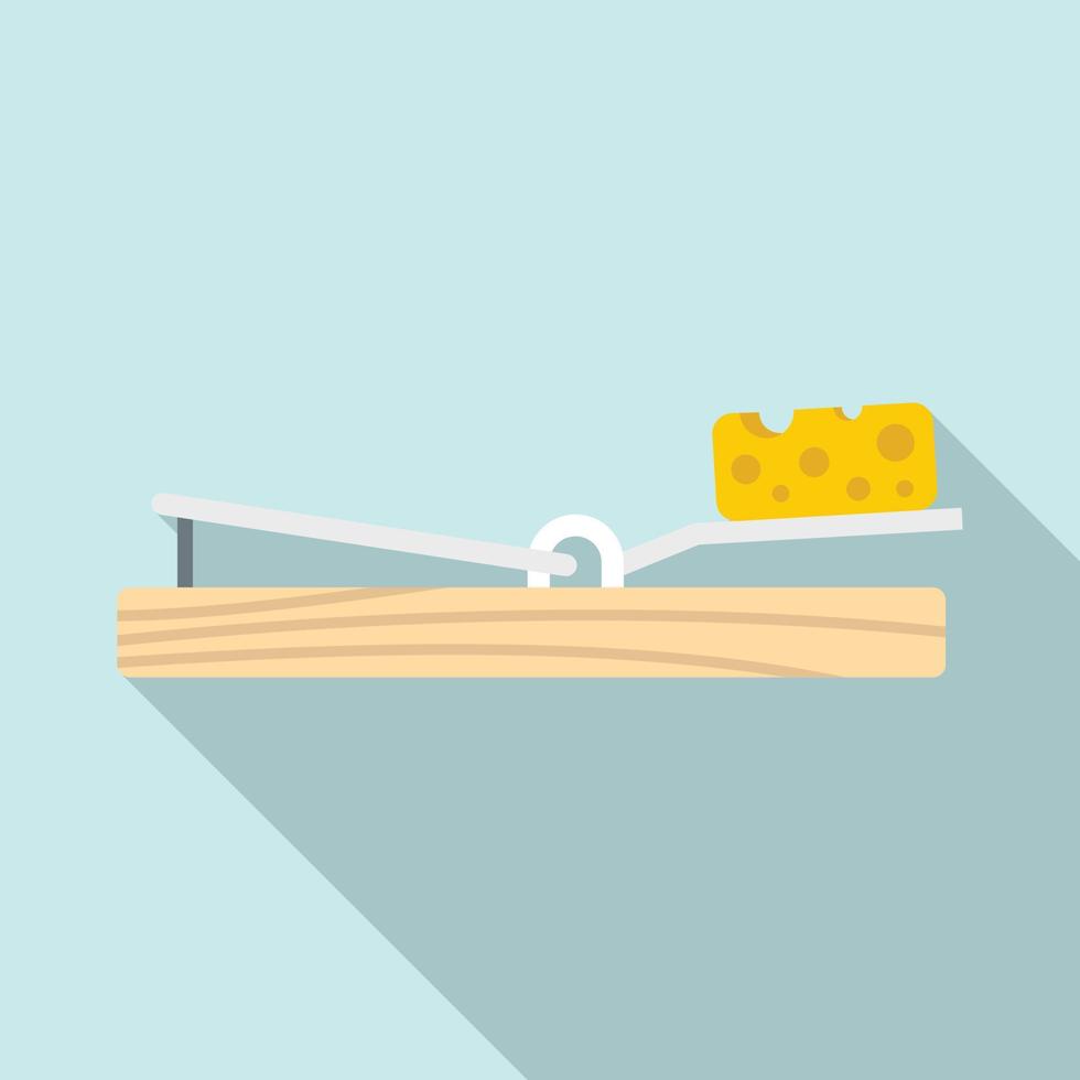 Mouse trap cheese icon, flat style vector