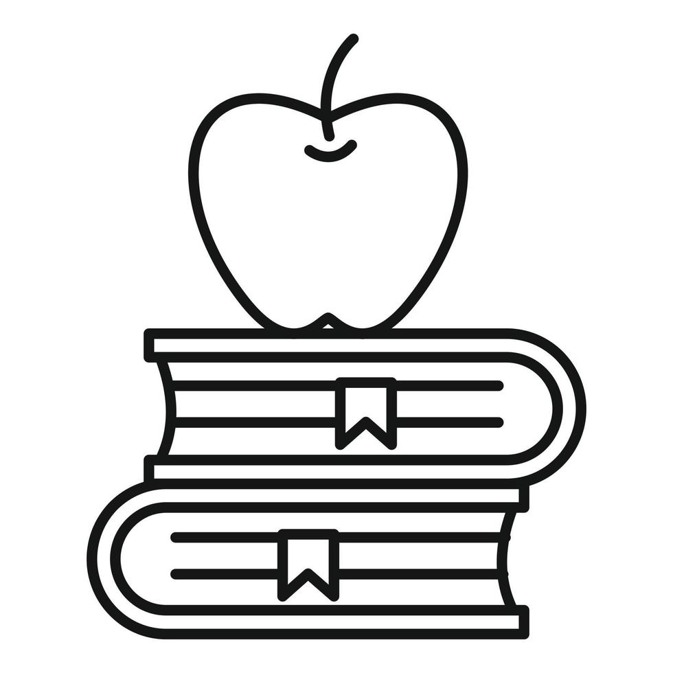 Apple book stack icon, outline style vector