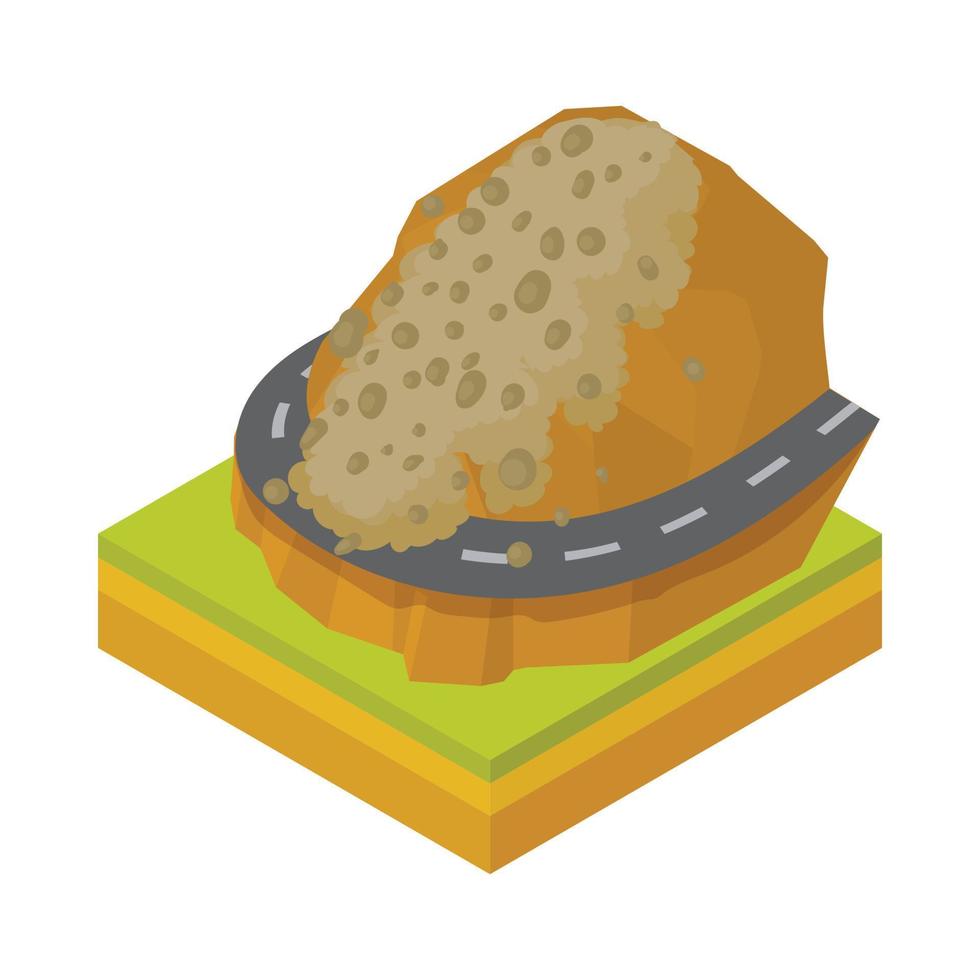 Rockfall icon in cartoon style vector