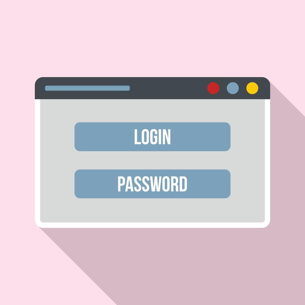 Login secured window icon, flat style vector