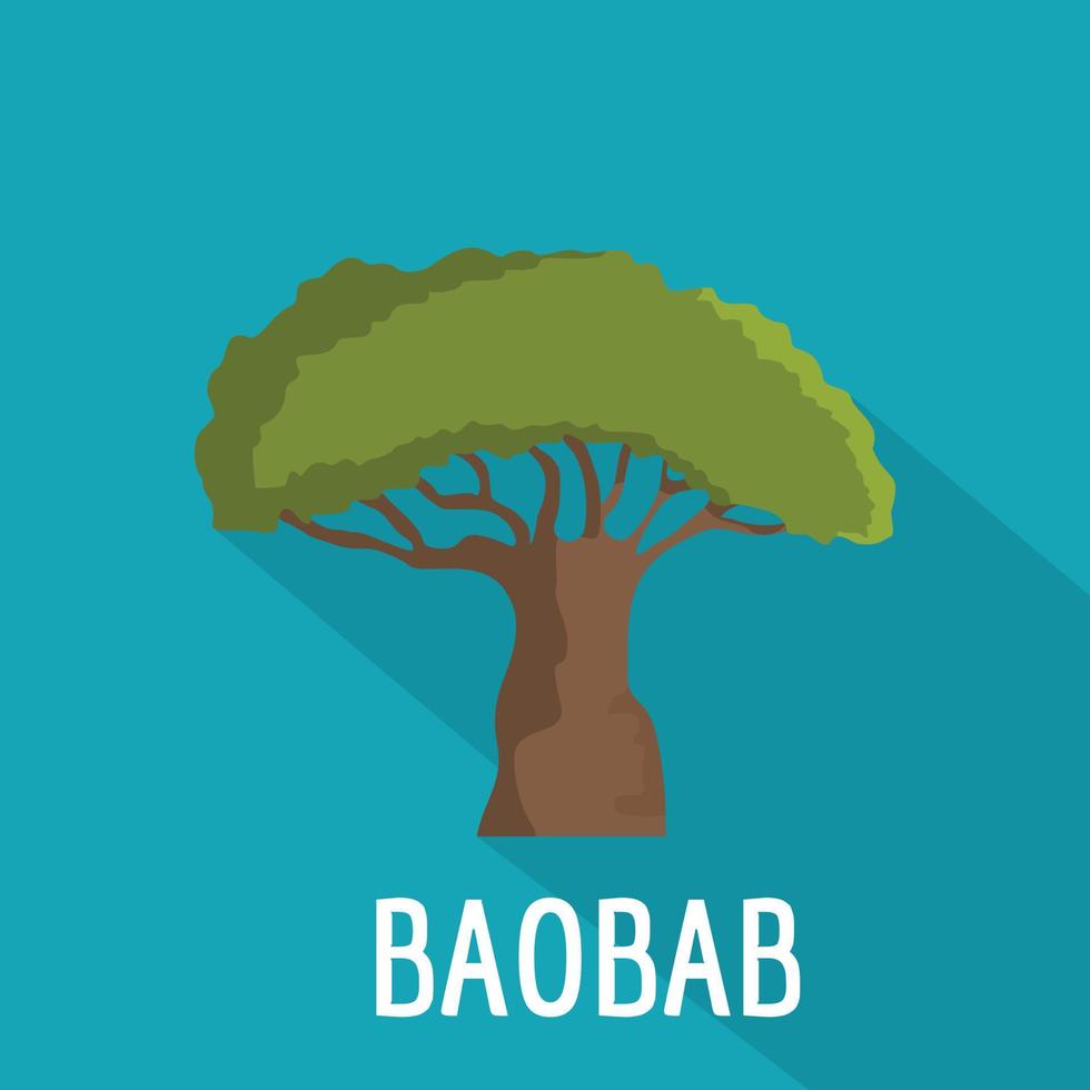 Baobab tree icon, flat style vector