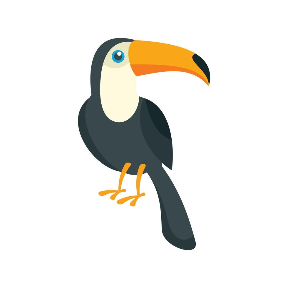 icono de pájaro tucán, estilo plano vector