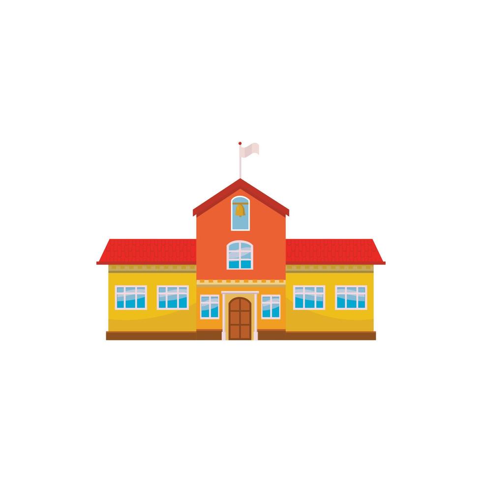 School building icon, cartoon style vector