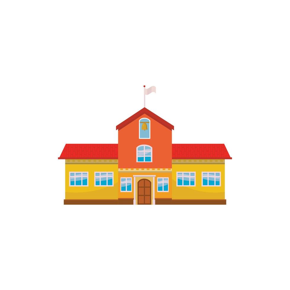 School building icon, cartoon style vector