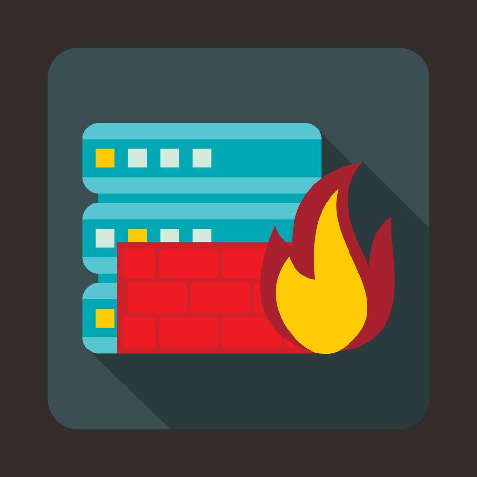 Database and firewall icon, flat style vector