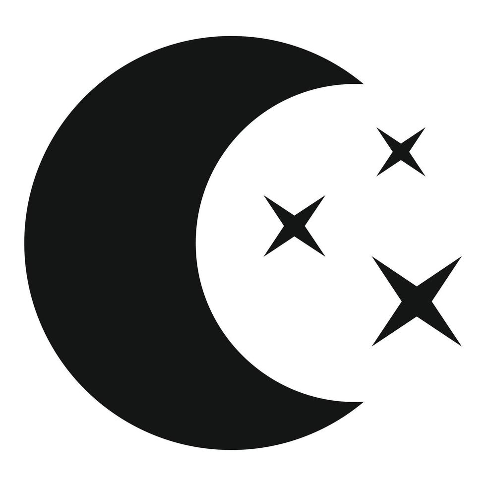 icono de noche de luna, estilo negro simple vector
