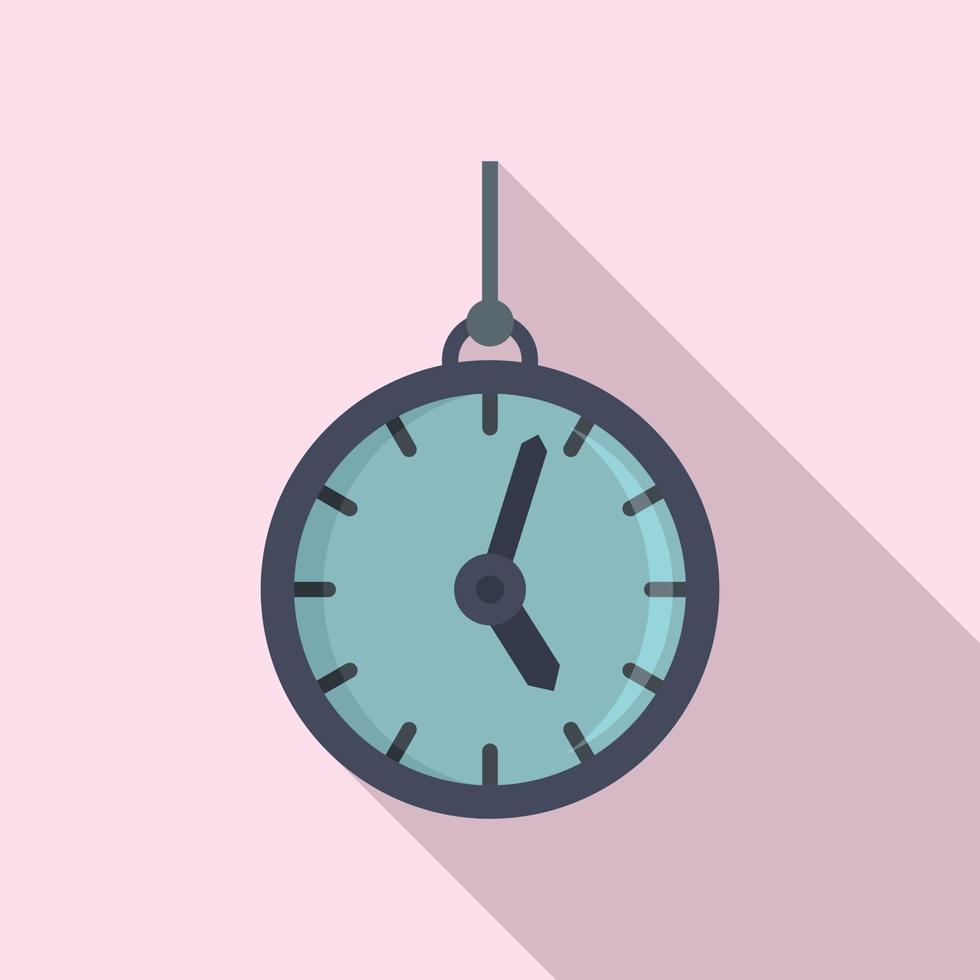Hypnosis pendulum clock icon, flat style vector