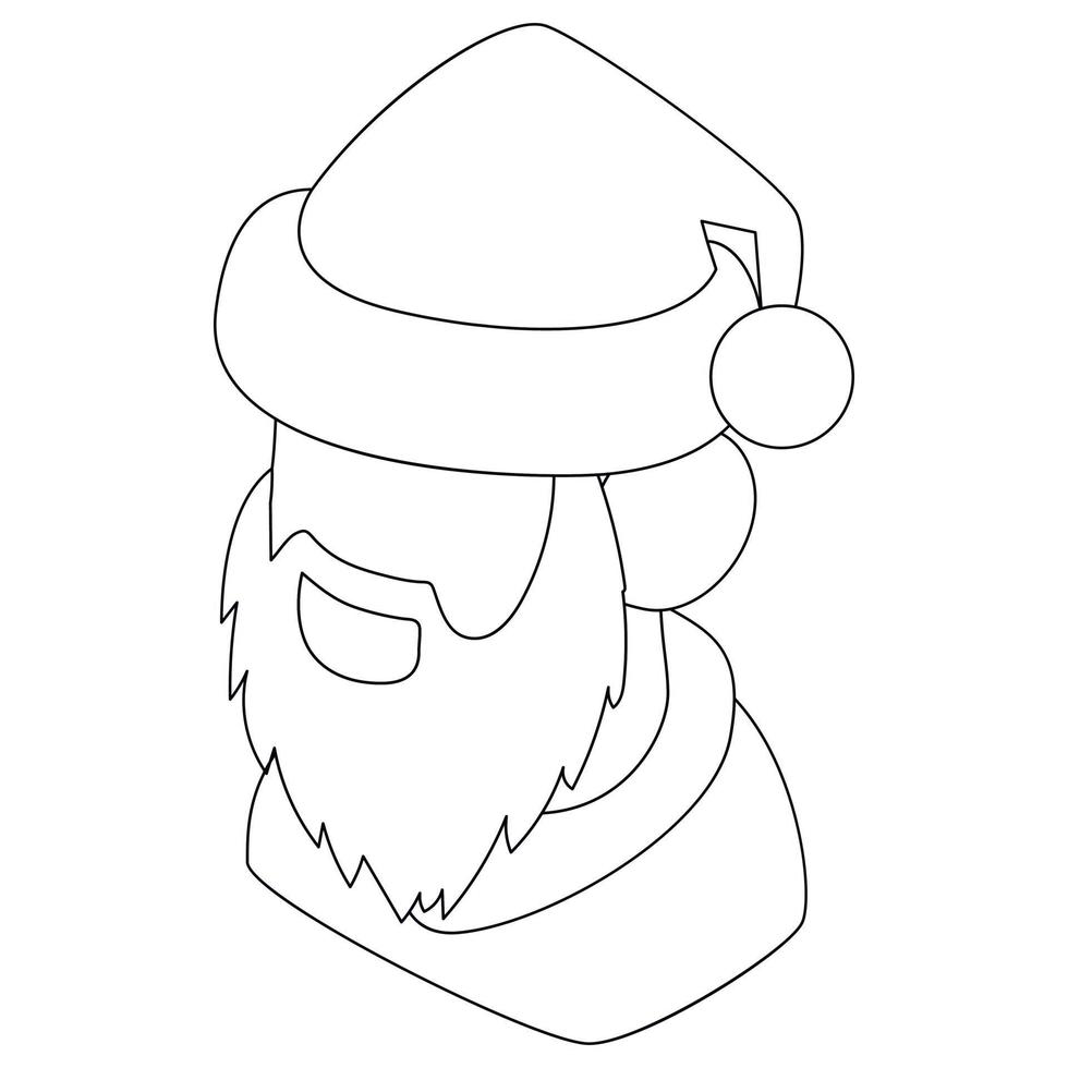 icono de cabeza de santa claus, estilo de contorno vector