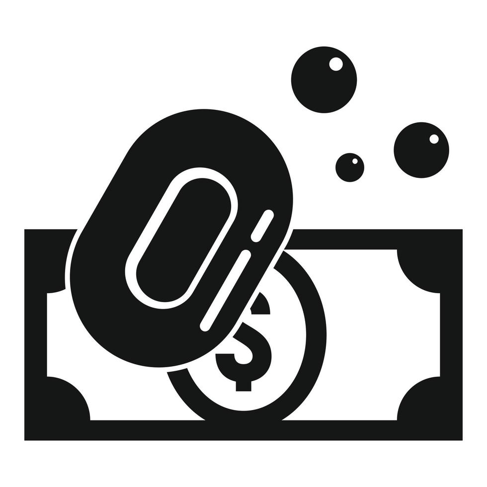 Soap wash money icon, simple style vector