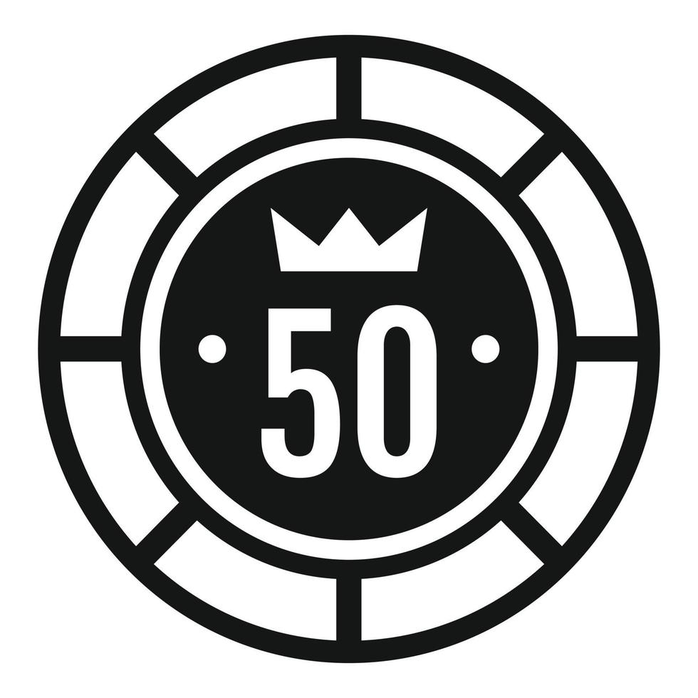 Casino chip 50 icon, simple style vector
