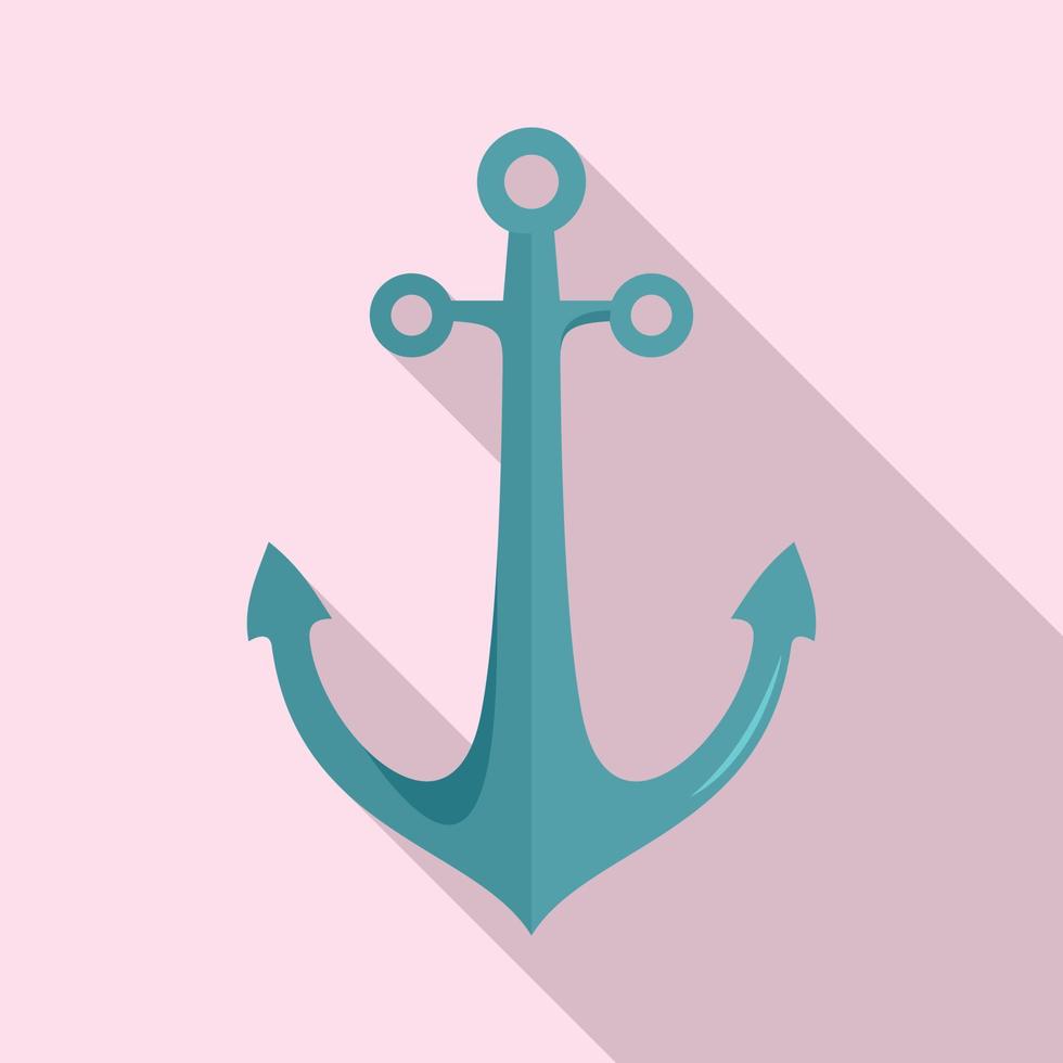 icono de ancla de barco, tipo plano vector