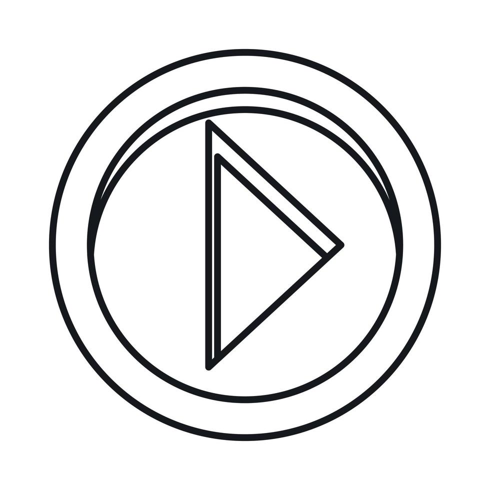 Button play icon, outline style vector